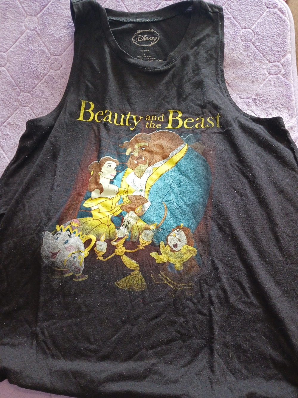 Disney Beauty and the Beast Black Graphic Tank Top for ADULT